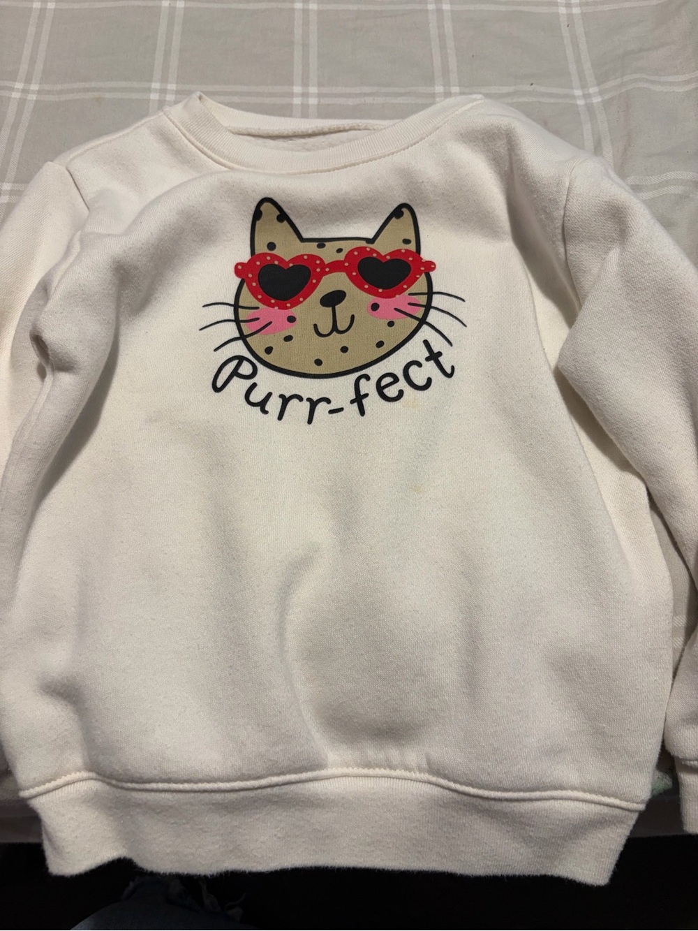 Garanimals Cream Sweatshirt with Tan Cat and Red Heart Sunglasses